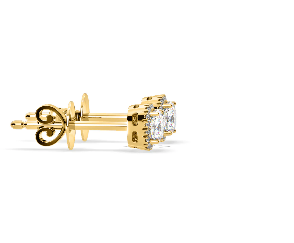 Beatrice Cushion Cut Lab Diamond Halo Earrings 1.30ct in 18K Yellow Gold F/VS1 - Image 68