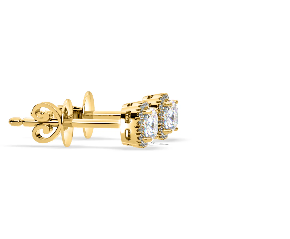 Beatrice Cushion Cut Lab Diamond Halo Earrings 1.30ct in 18K Yellow Gold F/VS1 - Image 69