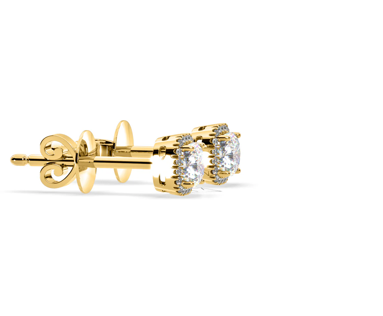 Beatrice Cushion Cut Lab Diamond Halo Earrings 1.30ct in 18K Yellow Gold F/VS1 - Image 70