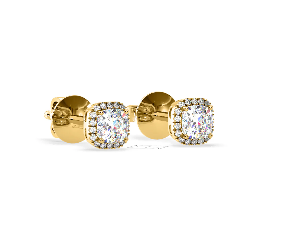 Beatrice Cushion Cut Lab Diamond Halo Earrings 1.30ct in 18K Yellow Gold F/VS1 - Image 80