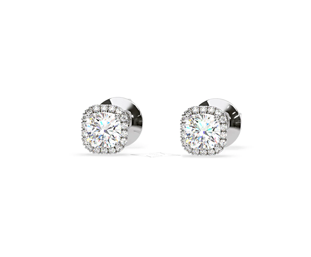 Beatrice Cushion Cut Lab Diamond Halo Earrings 2.45ct in 18K White Gold F/VS1 - Image 10