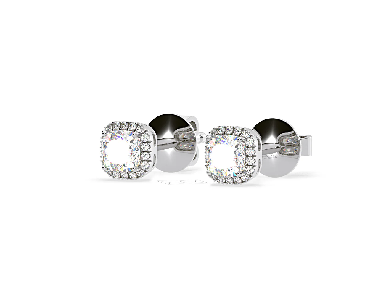 Beatrice Cushion Cut Lab Diamond Halo Earrings 2.45ct in 18K White Gold F/VS1 - Image 14