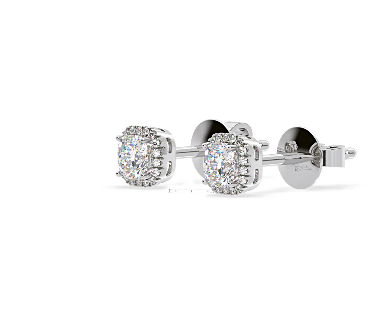 Beatrice Cushion Cut Lab Diamond Halo Earrings 2.45ct in 18K White Gold F/VS1 - Image 18