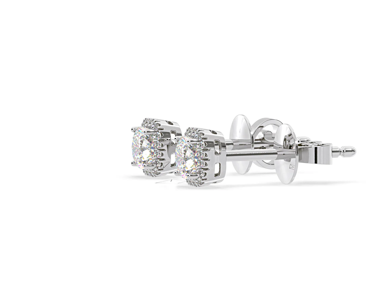 Beatrice Cushion Cut Lab Diamond Halo Earrings 2.45ct in 18K White Gold F/VS1 - Image 23
