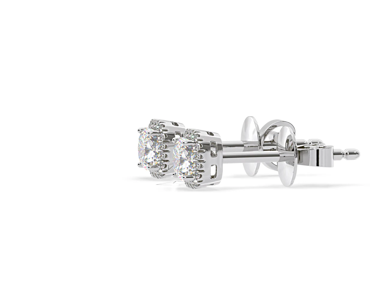 Beatrice Cushion Cut Lab Diamond Halo Earrings 2.45ct in 18K White Gold F/VS1 - Image 24