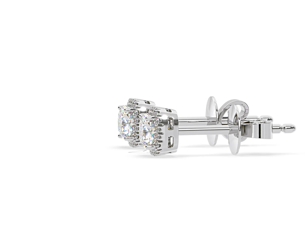 Beatrice Cushion Cut Lab Diamond Halo Earrings 2.45ct in 18K White Gold F/VS1 - Image 25