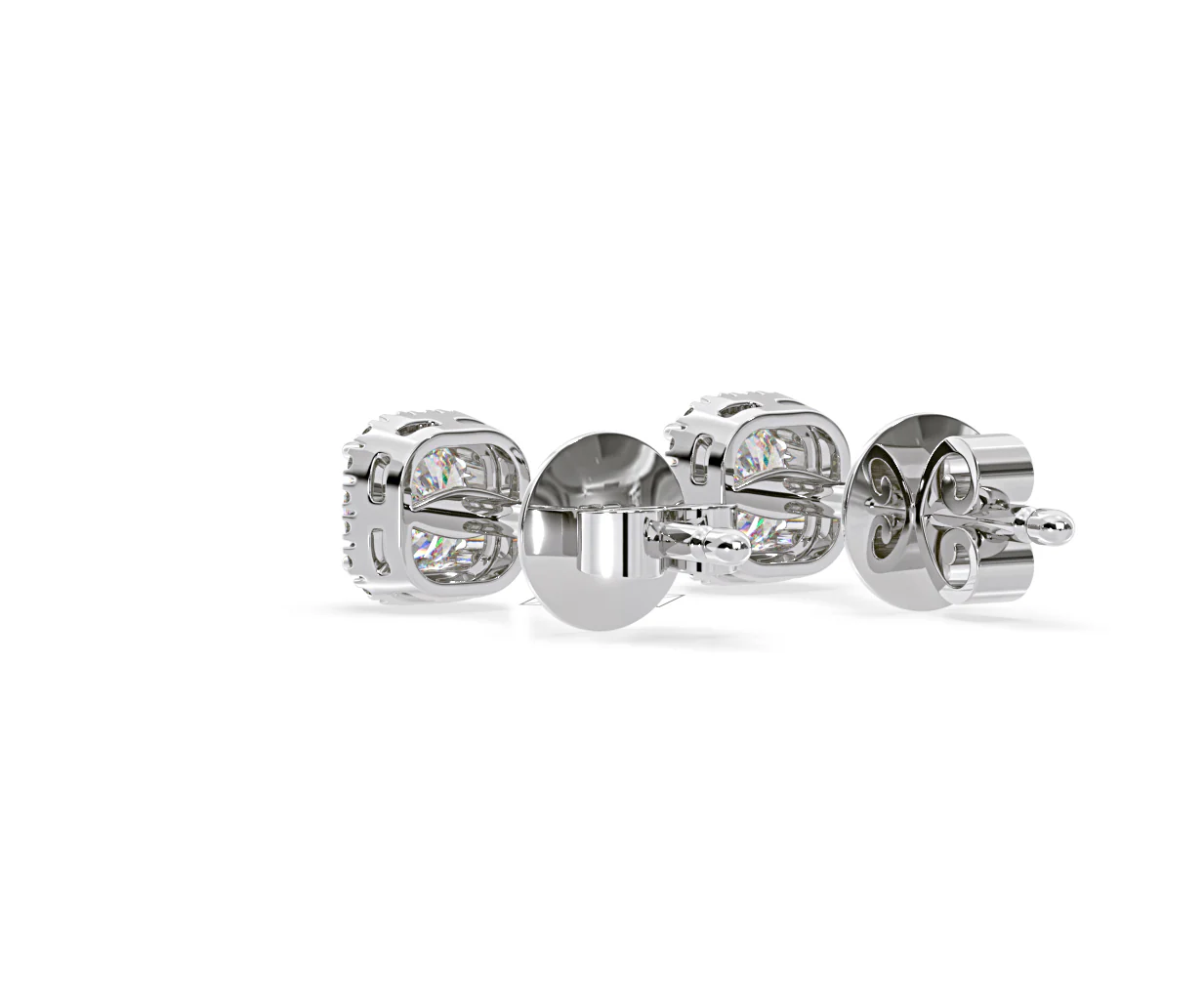 Beatrice Cushion Cut Lab Diamond Halo Earrings 2.45ct in 18K White Gold F/VS1 - Image 40