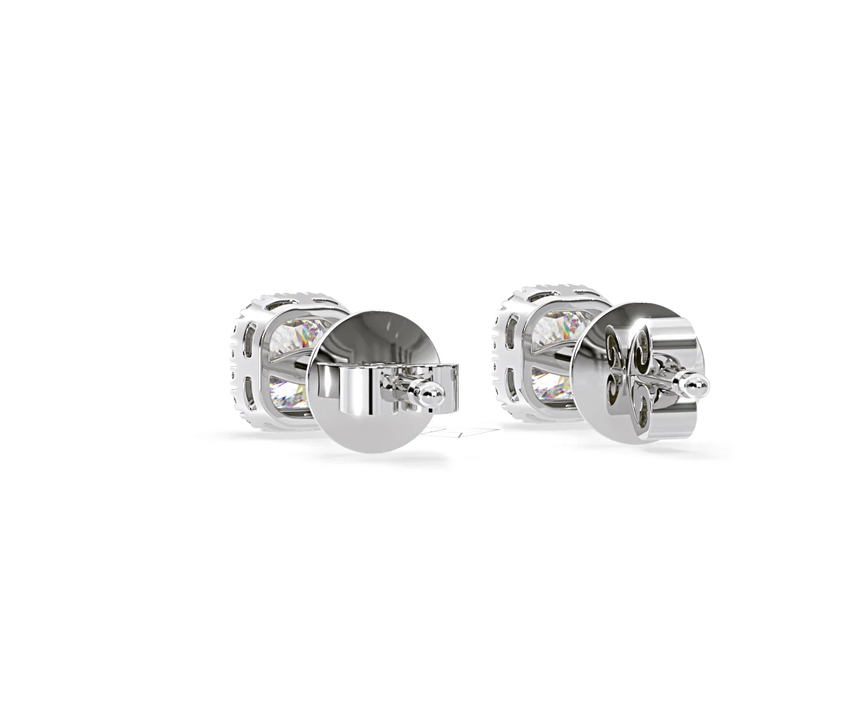 Beatrice Cushion Cut Lab Diamond Halo Earrings 2.45ct in 18K White Gold F/VS1 - Image 43