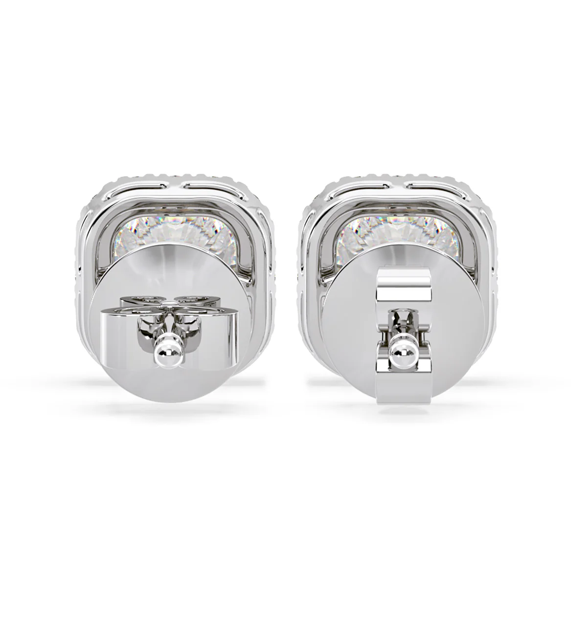 Beatrice Cushion Cut Lab Diamond Halo Earrings 2.45ct in 18K White Gold F/VS1 - Image 5