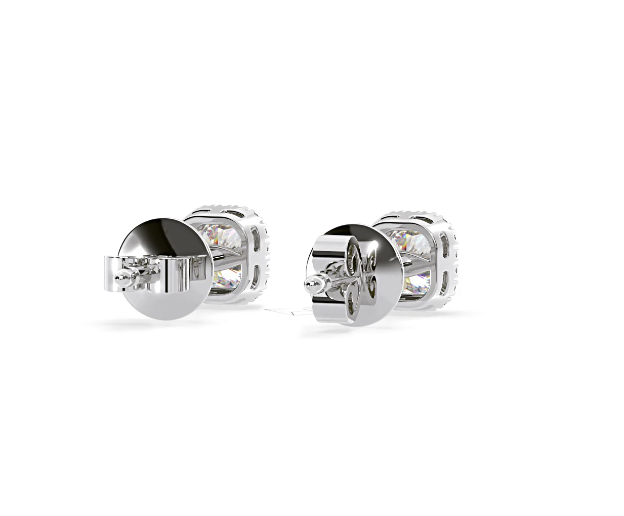 Beatrice Cushion Cut Lab Diamond Halo Earrings 2.45ct in 18K White Gold F/VS1 - Image 52