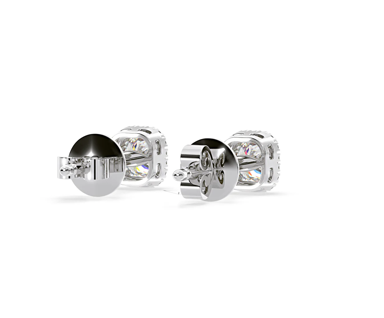 Beatrice Cushion Cut Lab Diamond Halo Earrings 2.45ct in 18K White Gold F/VS1 - Image 53