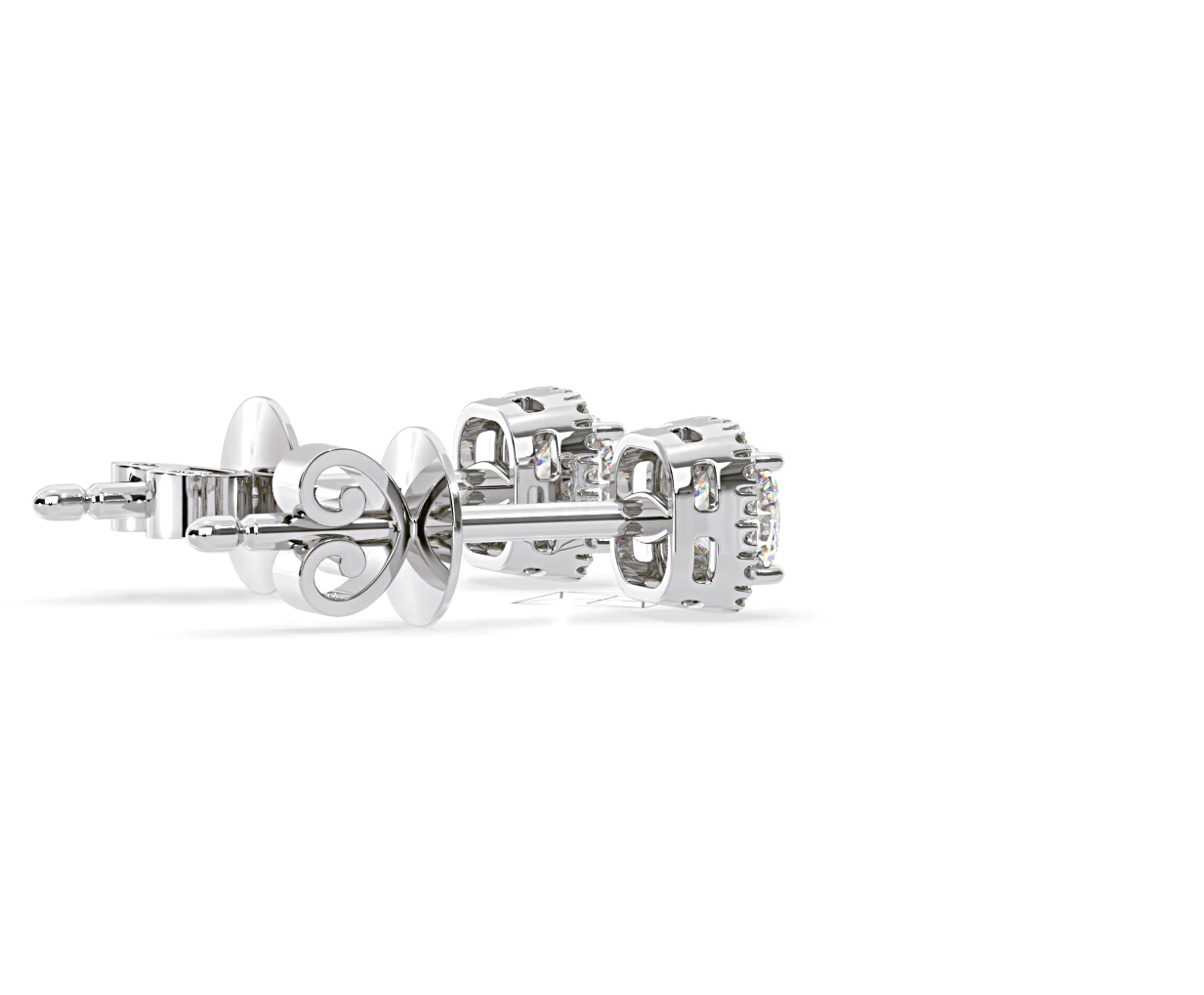 Beatrice Cushion Cut Lab Diamond Halo Earrings 2.45ct in 18K White Gold F/VS1 - Image 62