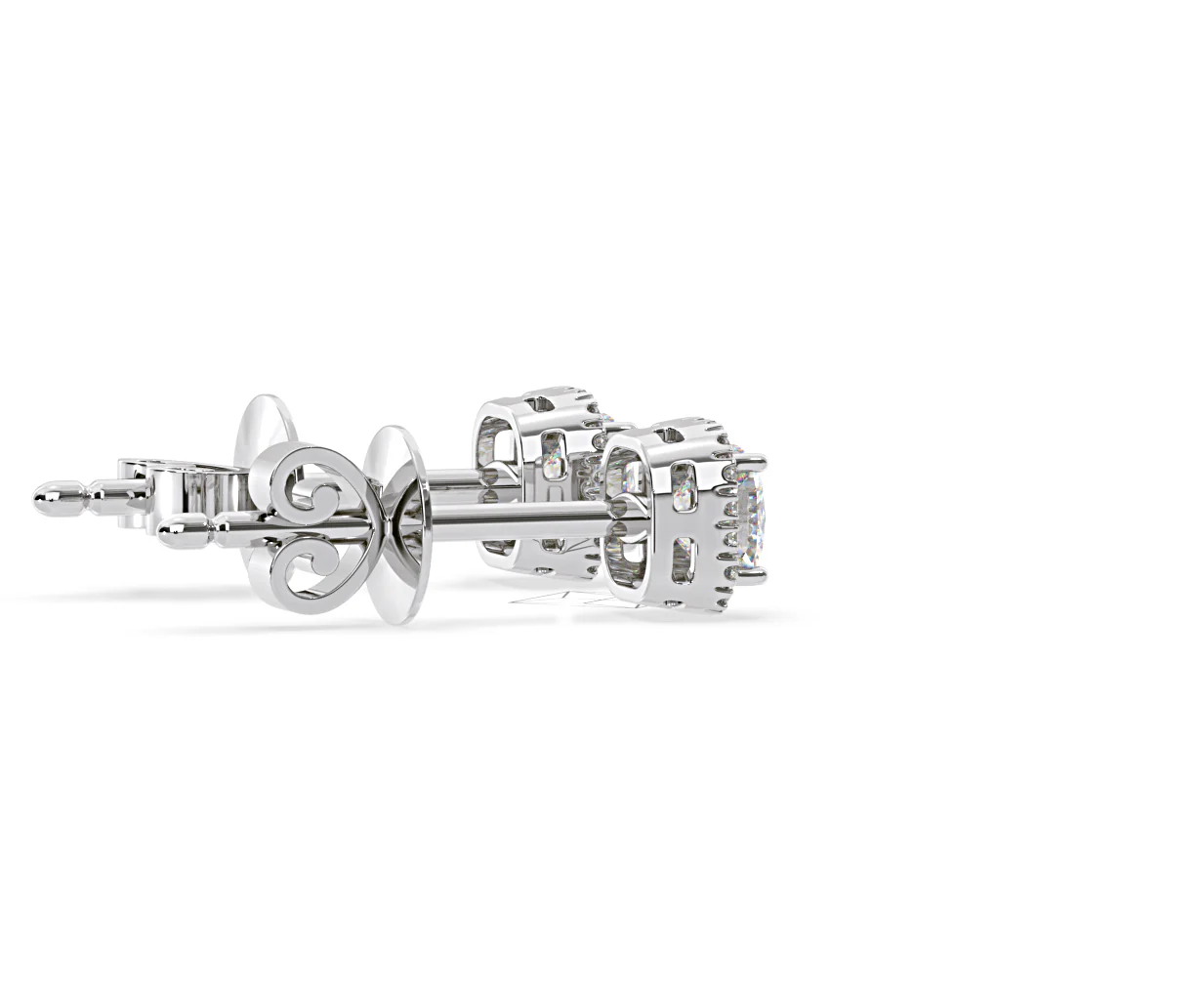 Beatrice Cushion Cut Lab Diamond Halo Earrings 2.45ct in 18K White Gold F/VS1 - Image 63
