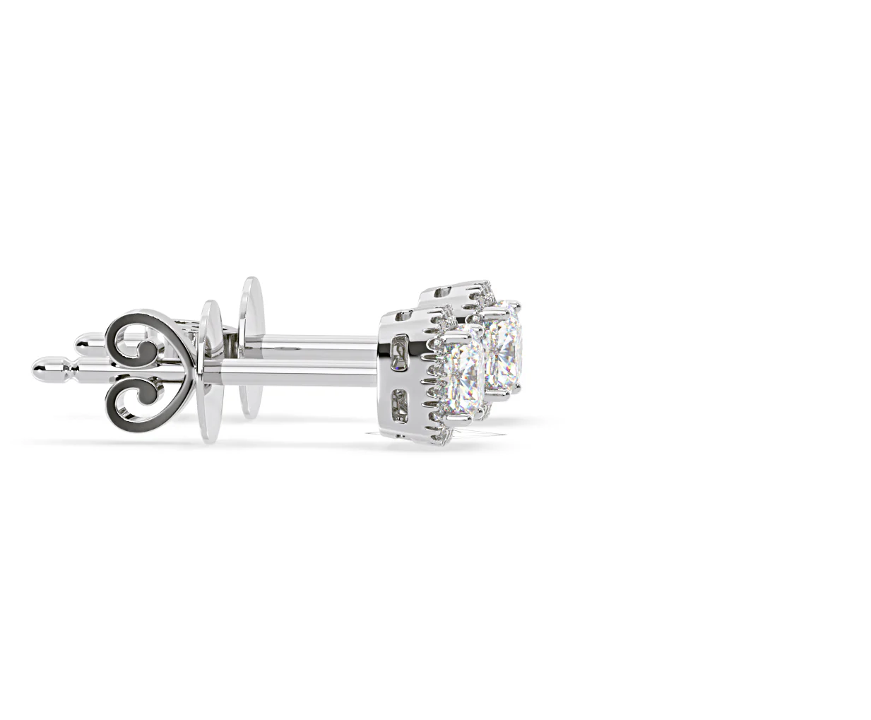 Beatrice Cushion Cut Lab Diamond Halo Earrings 2.45ct in 18K White Gold F/VS1 - Image 69