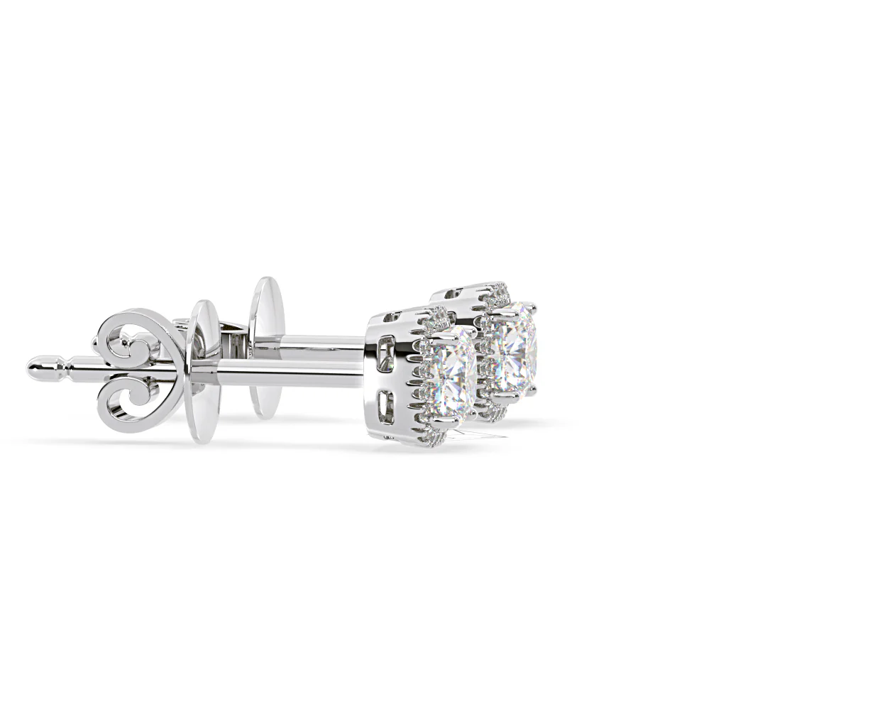 Beatrice Cushion Cut Lab Diamond Halo Earrings 2.45ct in 18K White Gold F/VS1 - Image 70
