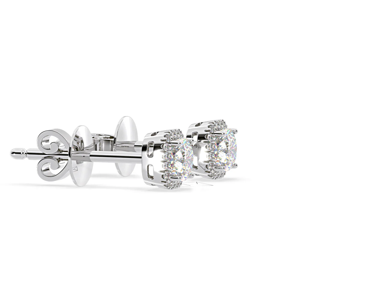 Beatrice Cushion Cut Lab Diamond Halo Earrings 2.45ct in 18K White Gold F/VS1 - Image 72