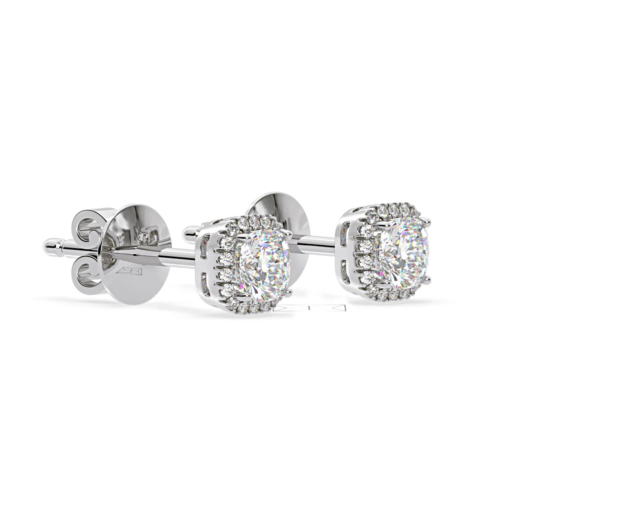 Beatrice Cushion Cut Lab Diamond Halo Earrings 2.45ct in 18K White Gold F/VS1 - Image 77