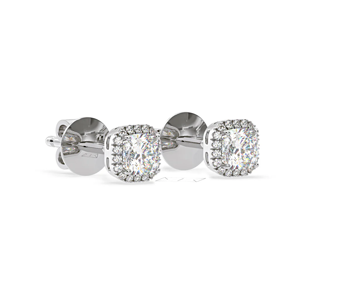 Beatrice Cushion Cut Lab Diamond Halo Earrings 2.45ct in 18K White Gold F/VS1 - Image 80