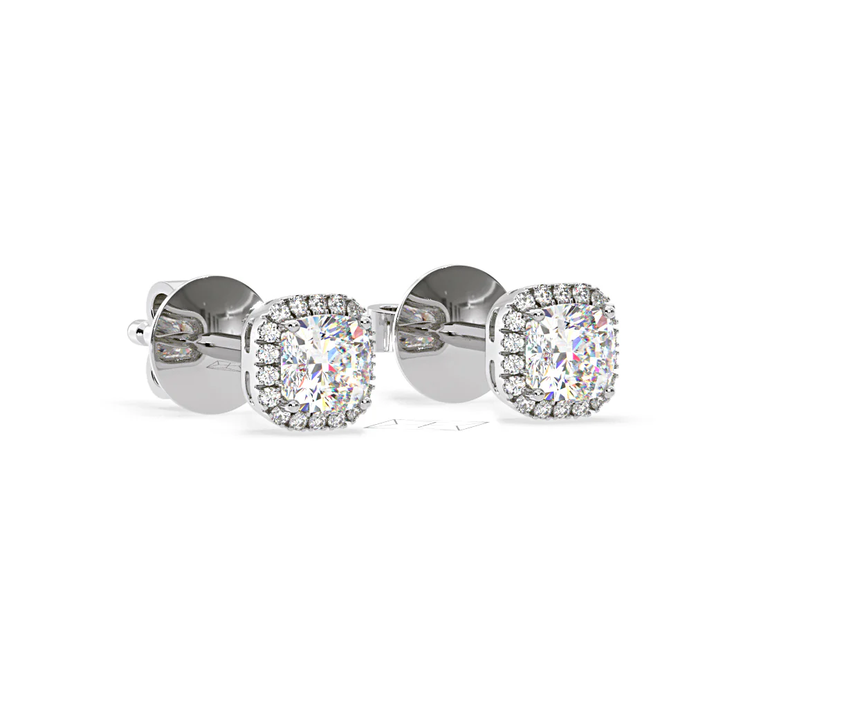 Beatrice Cushion Cut Lab Diamond Halo Earrings 2.45ct in 18K White Gold F/VS1 - Image 81