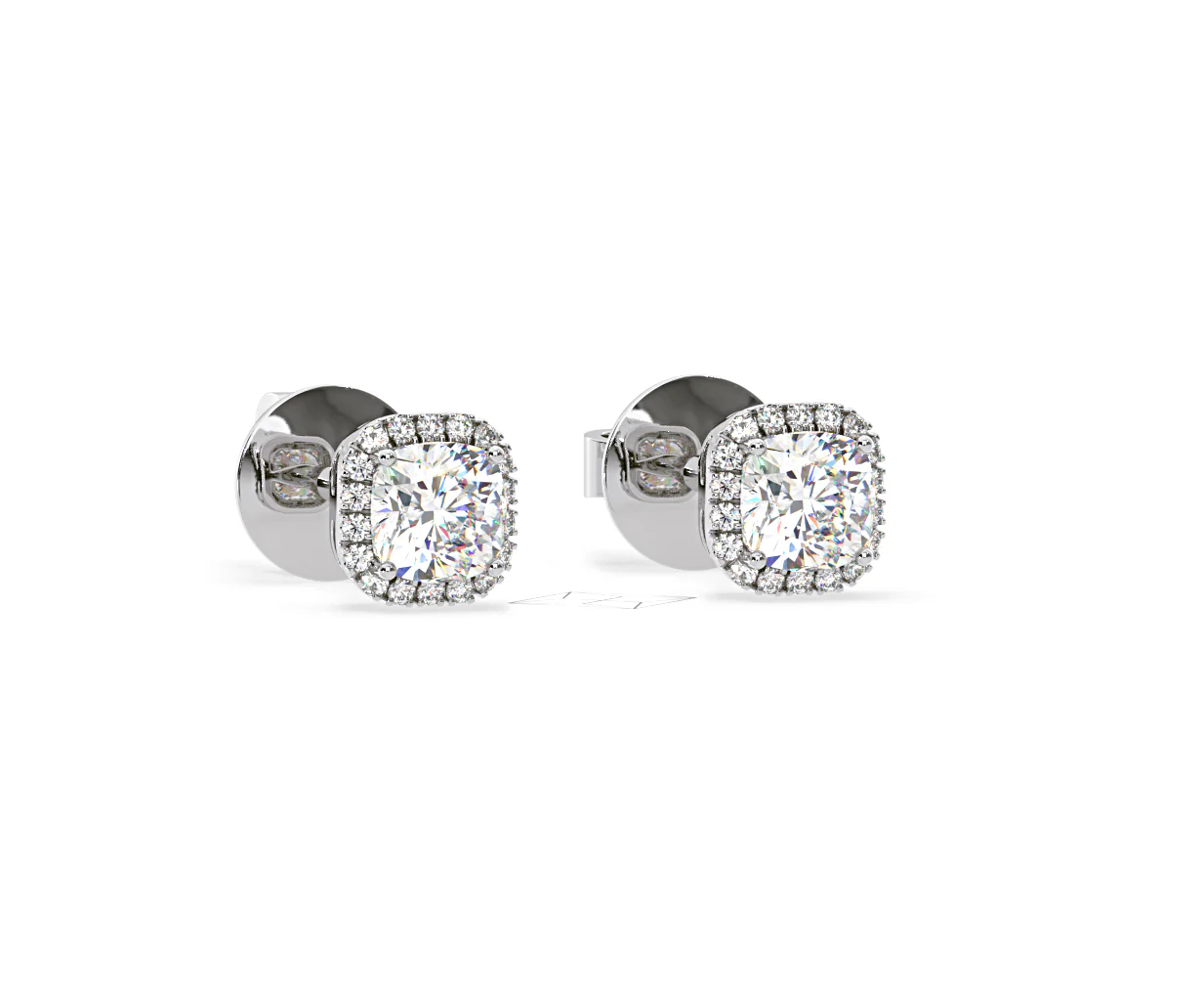 Beatrice Cushion Cut Lab Diamond Halo Earrings 2.45ct in 18K White Gold F/VS1 - Image 83