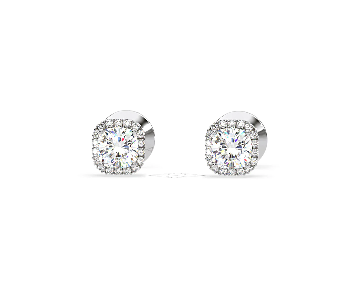 Beatrice Cushion Cut Lab Diamond Halo Earrings 2.45ct in 18K White Gold F/VS1 - Image 9