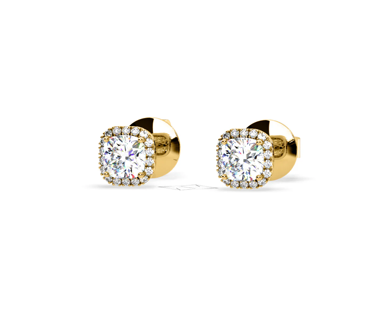 Beatrice Cushion Cut Lab Diamond Halo Earrings 2.45ct in 18K Yellow Gold F/VS1 - Image 10