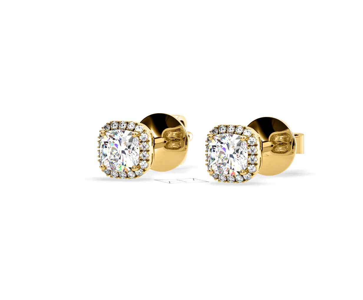 Beatrice Cushion Cut Lab Diamond Halo Earrings 2.45ct in 18K Yellow Gold F/VS1 - Image 12