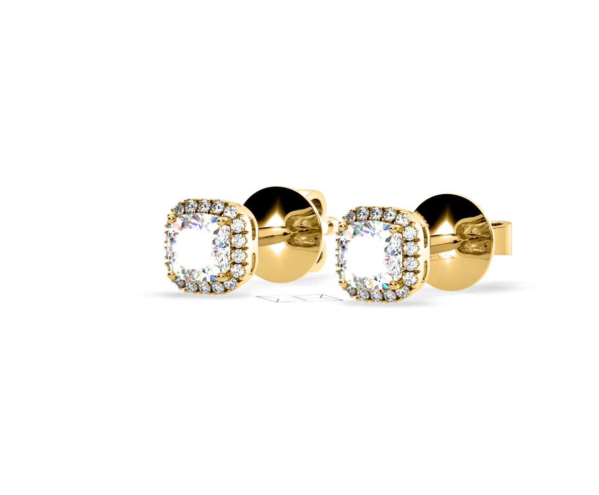Beatrice Cushion Cut Lab Diamond Halo Earrings 2.45ct in 18K Yellow Gold F/VS1 - Image 13