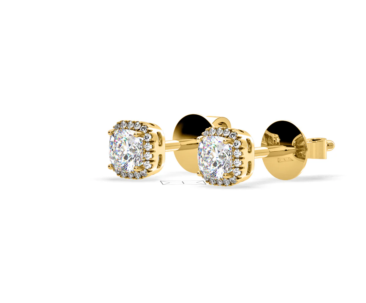 Beatrice Cushion Cut Lab Diamond Halo Earrings 2.45ct in 18K Yellow Gold F/VS1 - Image 16