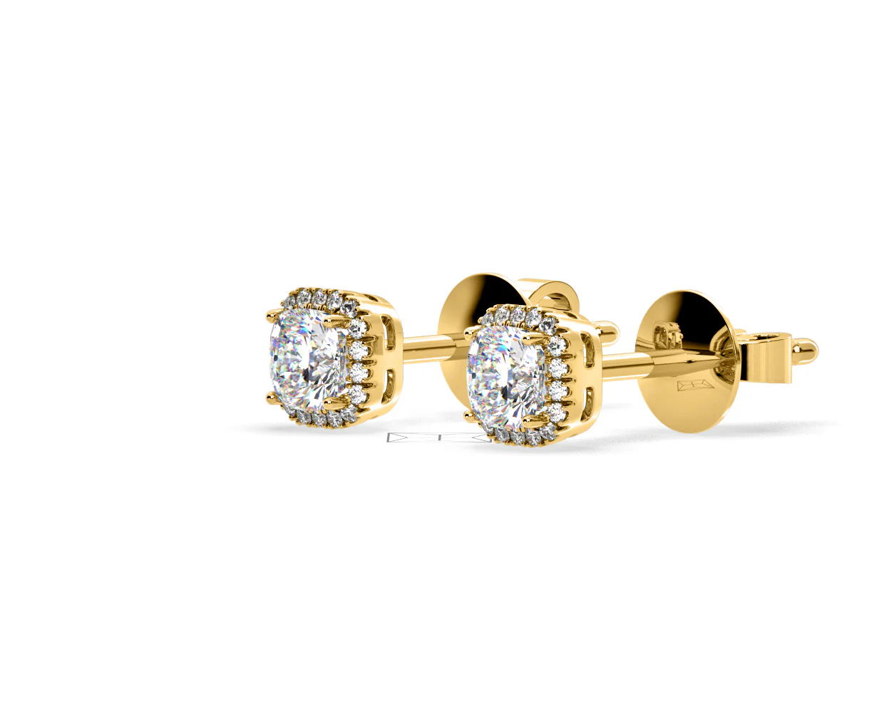 Beatrice Cushion Cut Lab Diamond Halo Earrings 2.45ct in 18K Yellow Gold F/VS1 - Image 17