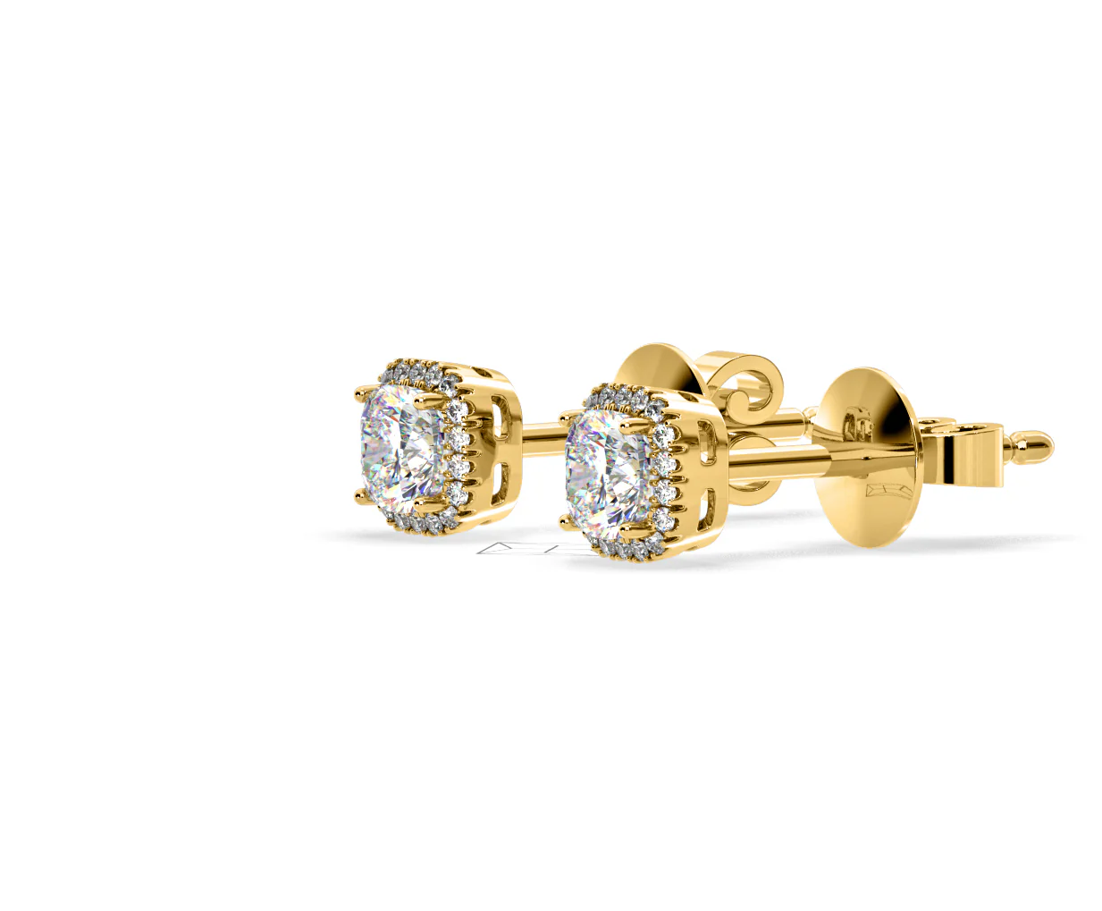 Beatrice Cushion Cut Lab Diamond Halo Earrings 2.45ct in 18K Yellow Gold F/VS1 - Image 19
