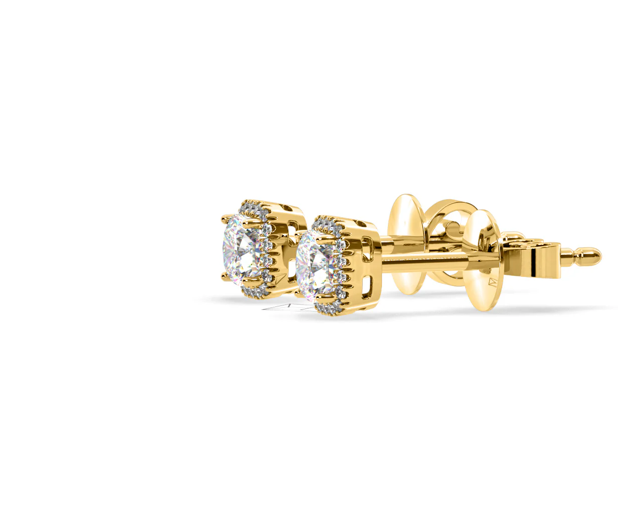 Beatrice Cushion Cut Lab Diamond Halo Earrings 2.45ct in 18K Yellow Gold F/VS1 - Image 22