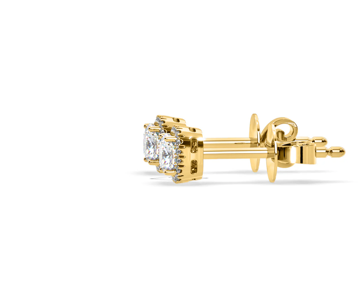 Beatrice Cushion Cut Lab Diamond Halo Earrings 2.45ct in 18K Yellow Gold F/VS1 - Image 25