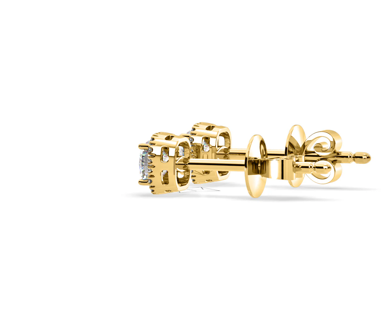 Beatrice Cushion Cut Lab Diamond Halo Earrings 2.45ct in 18K Yellow Gold F/VS1 - Image 31