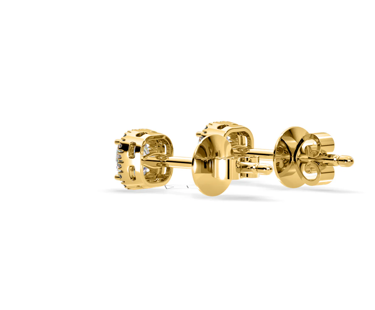 Beatrice Cushion Cut Lab Diamond Halo Earrings 2.45ct in 18K Yellow Gold F/VS1 - Image 36