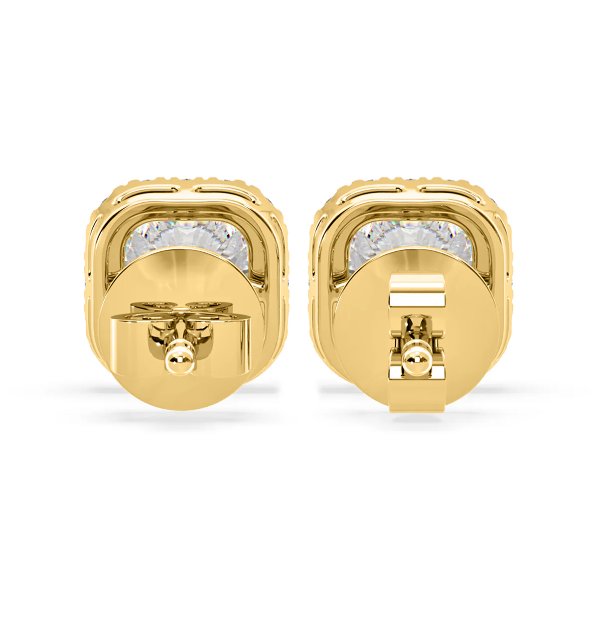 Beatrice Cushion Cut Lab Diamond Halo Earrings 2.45ct in 18K Yellow Gold F/VS1 - Image 5