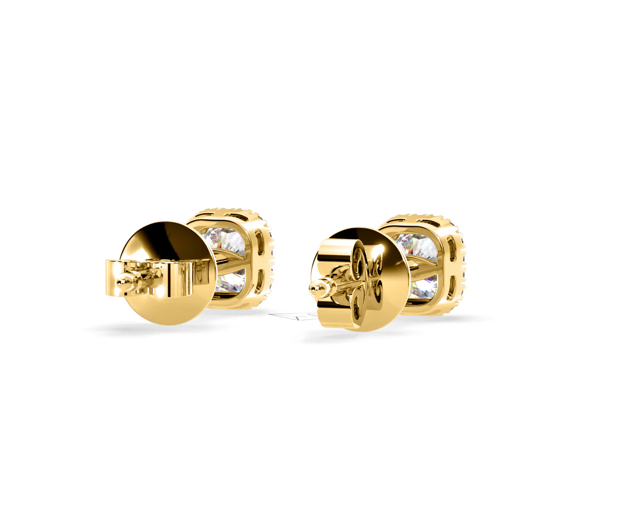 Beatrice Cushion Cut Lab Diamond Halo Earrings 2.45ct in 18K Yellow Gold F/VS1 - Image 51