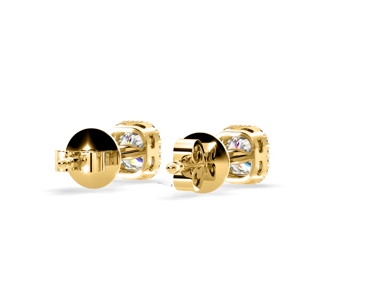 Beatrice Cushion Cut Lab Diamond Halo Earrings 2.45ct in 18K Yellow Gold F/VS1 - Image 52