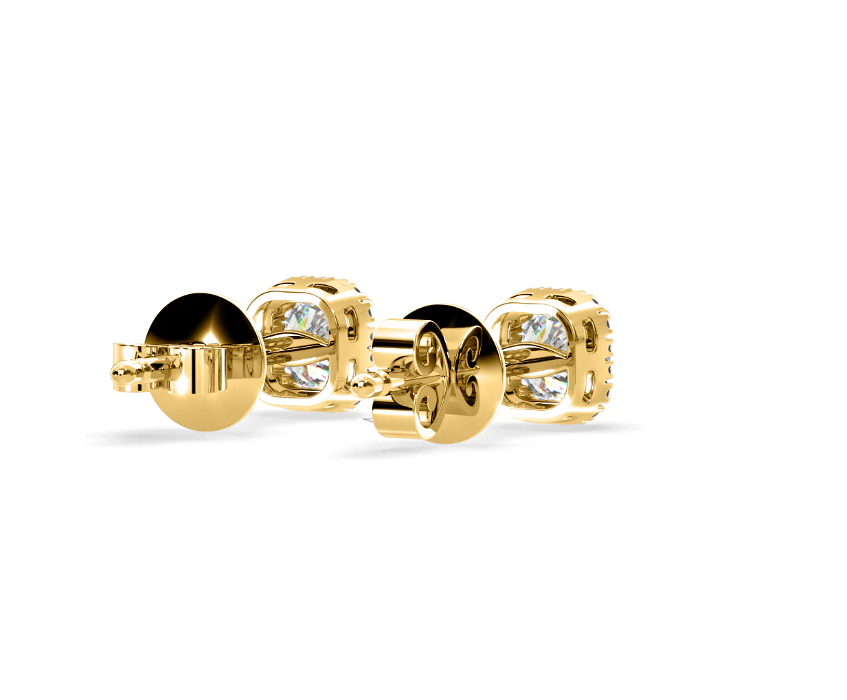 Beatrice Cushion Cut Lab Diamond Halo Earrings 2.45ct in 18K Yellow Gold F/VS1 - Image 53