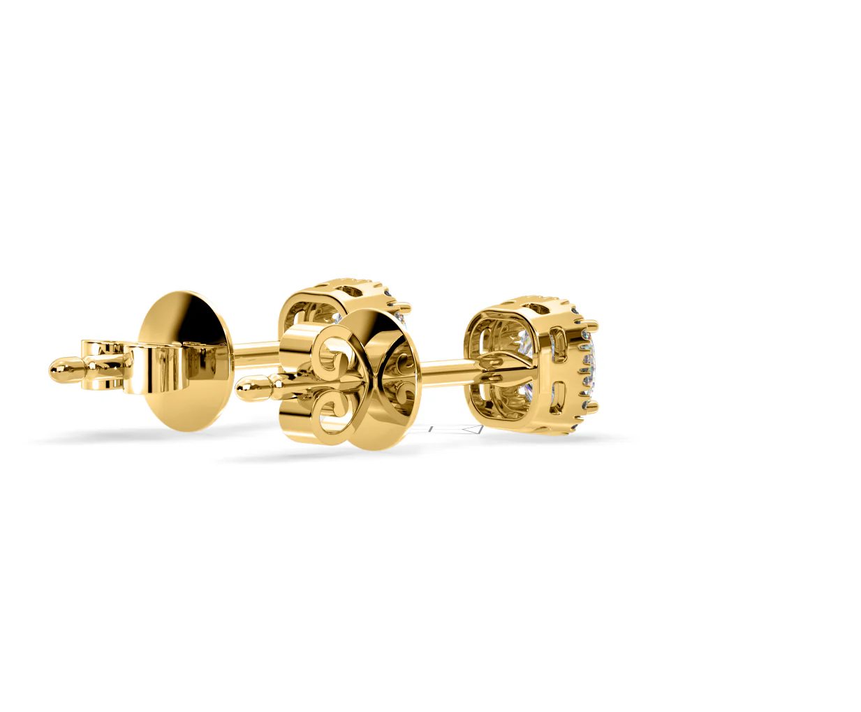 Beatrice Cushion Cut Lab Diamond Halo Earrings 2.45ct in 18K Yellow Gold F/VS1 - Image 57