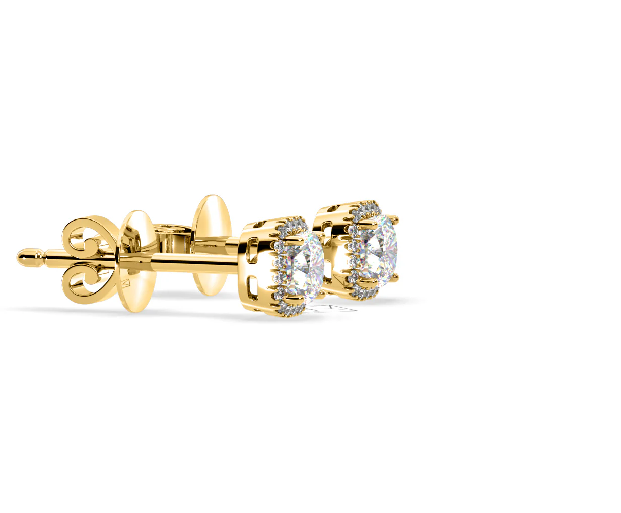 Beatrice Cushion Cut Lab Diamond Halo Earrings 2.45ct in 18K Yellow Gold F/VS1 - Image 71