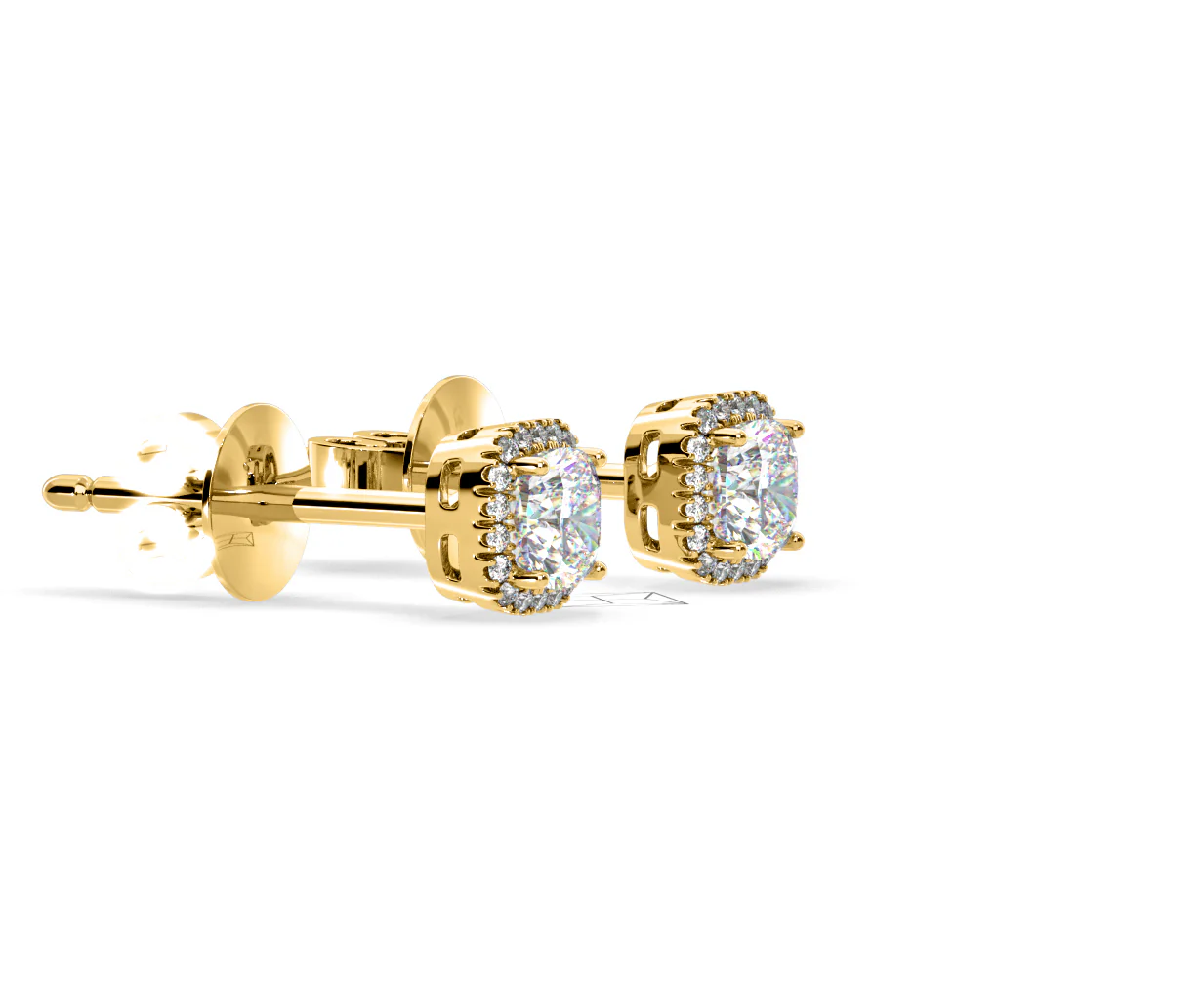 Beatrice Cushion Cut Lab Diamond Halo Earrings 2.45ct in 18K Yellow Gold F/VS1 - Image 73