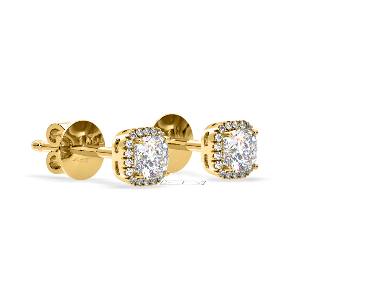 Beatrice Cushion Cut Lab Diamond Halo Earrings 2.45ct in 18K Yellow Gold F/VS1 - Image 77