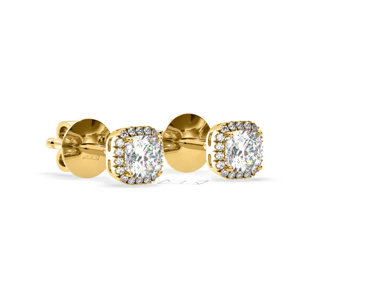 Beatrice Cushion Cut Lab Diamond Halo Earrings 2.45ct in 18K Yellow Gold F/VS1 - Image 79
