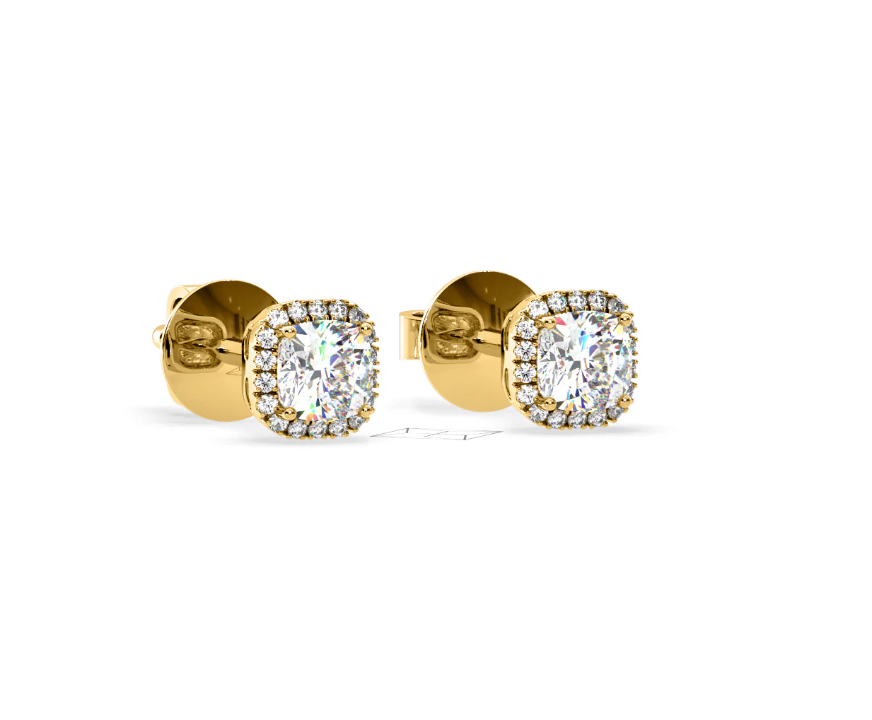 Beatrice Cushion Cut Lab Diamond Halo Earrings 2.45ct in 18K Yellow Gold F/VS1 - Image 81