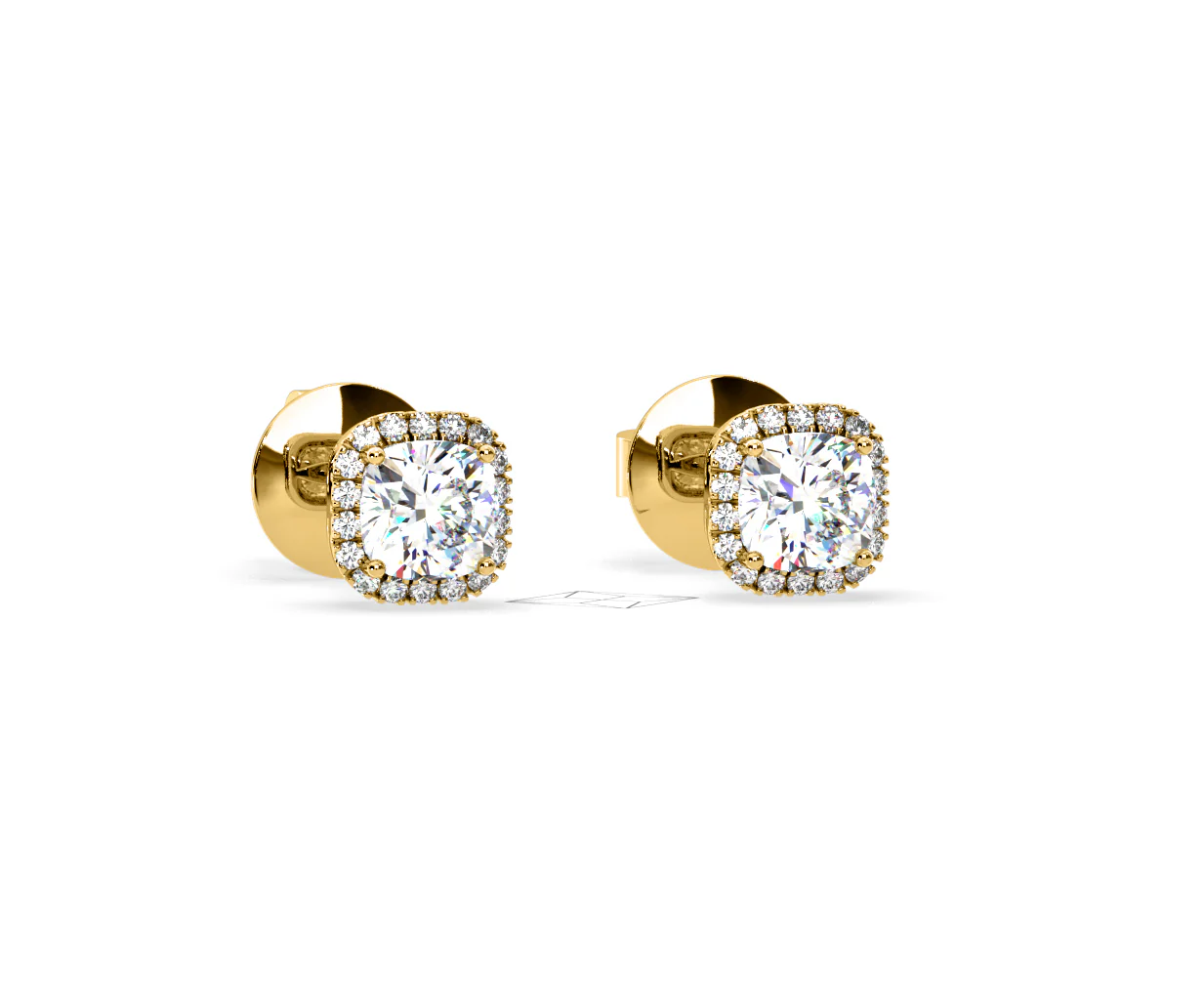 Beatrice Cushion Cut Lab Diamond Halo Earrings 2.45ct in 18K Yellow Gold F/VS1 - Image 83