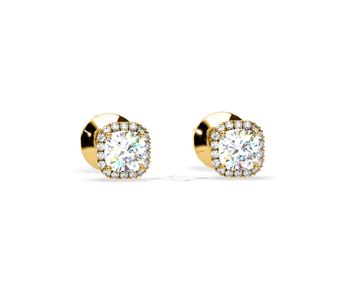 Beatrice Cushion Cut Lab Diamond Halo Earrings 2.45ct in 18K Yellow Gold F/VS1 - Image 84