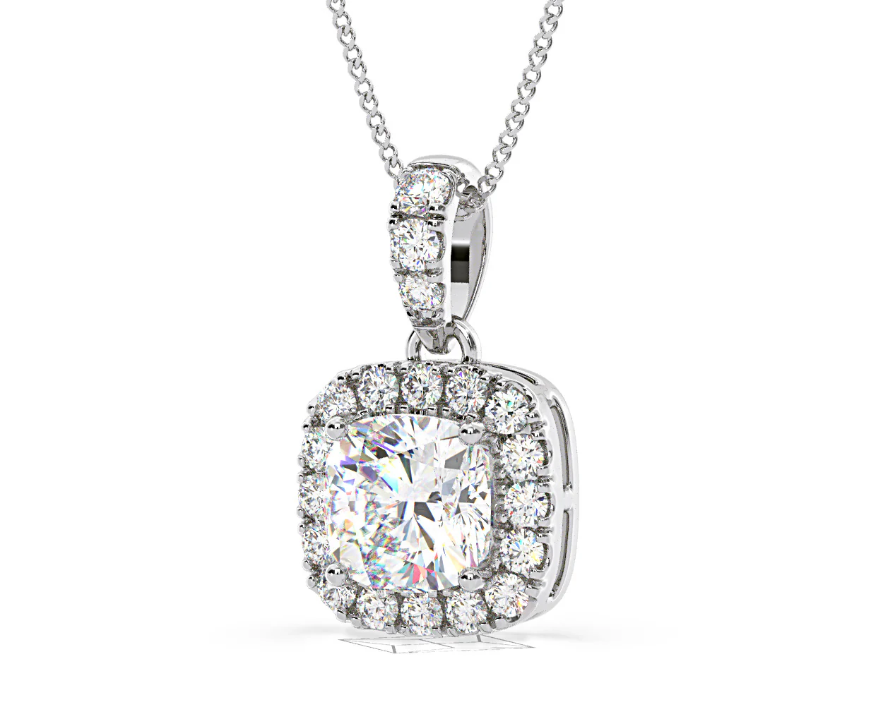 Beatrice Cushion Cut Lab Diamond Pendant Necklace 0.70ct in 18K White Gold F/VS1 - Image 13
