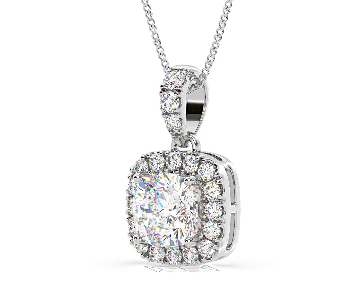Beatrice Cushion Cut Lab Diamond Pendant Necklace 0.70ct in 18K White Gold F/VS1 - Image 15