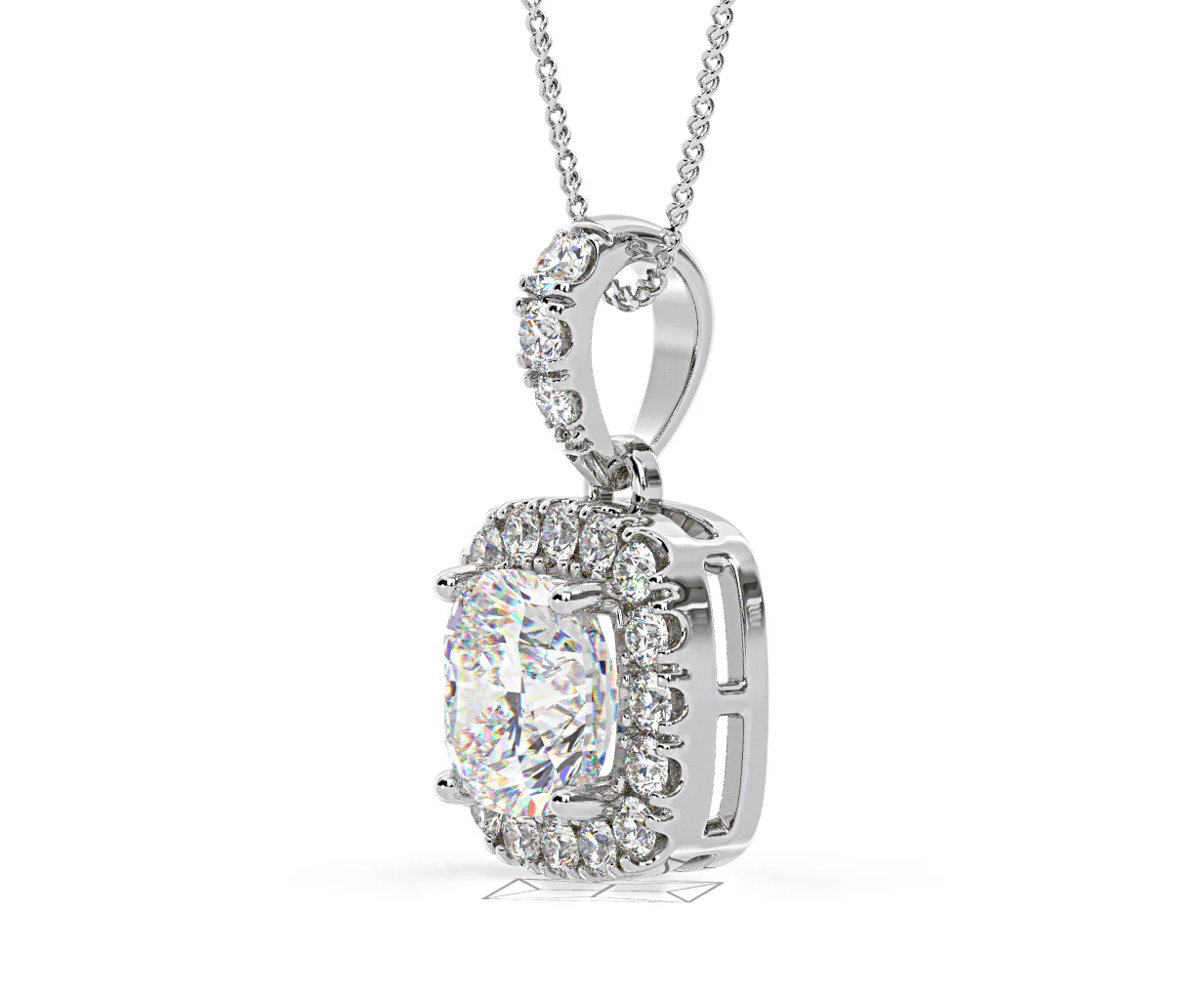 Beatrice Cushion Cut Lab Diamond Pendant Necklace 0.70ct in 18K White Gold F/VS1 - Image 20